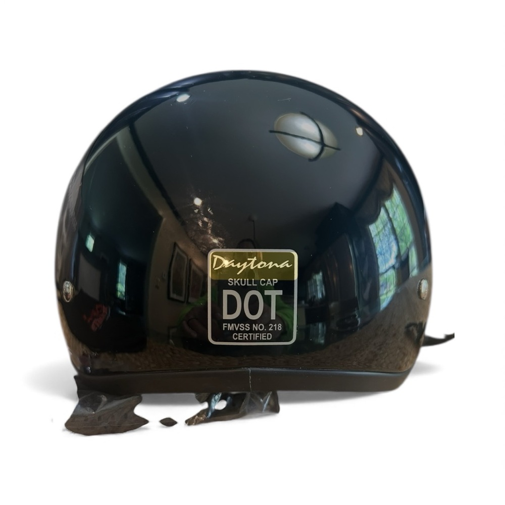 Daytona Hi-Gloss Black Skull Cap Helmet, Kids Size Medium
